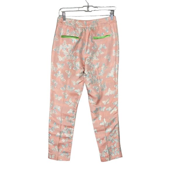 NWT Giuliette Brown & Filippa Lagerback Pink Butterfly Print Pants 0 Brocade - Picture 3 of 10